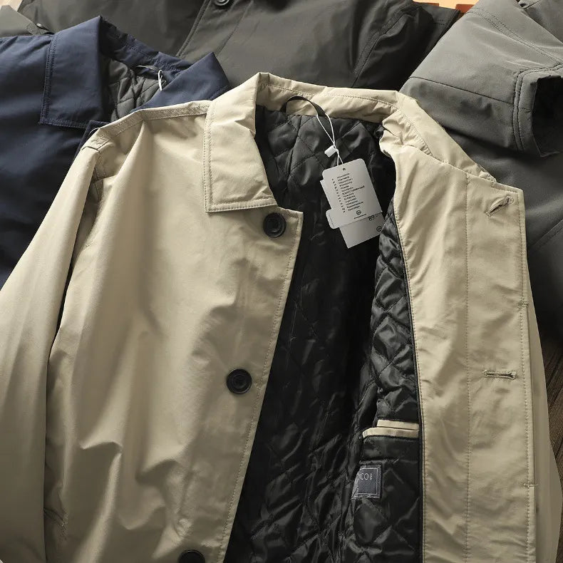 Aksel™ | Termisk vatteret trenchcoat i mellemlængde