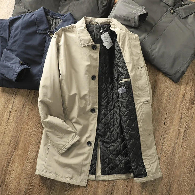 Aksel™ | Termisk vatteret trenchcoat i mellemlængde